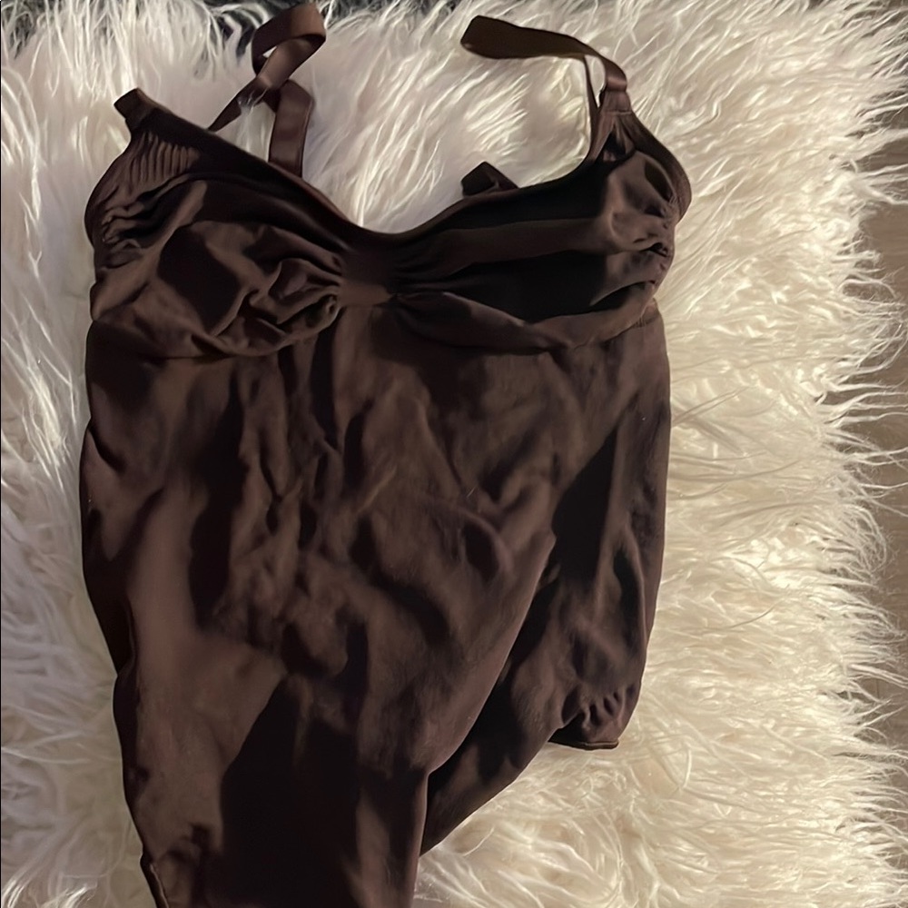SKIMS Brown Chemise with Ruched Detailing